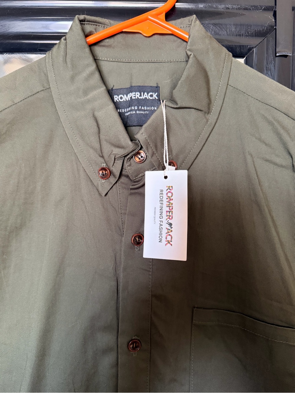 Romperjack Men’s Olive Button-Down Lightweight Shirt Jacket